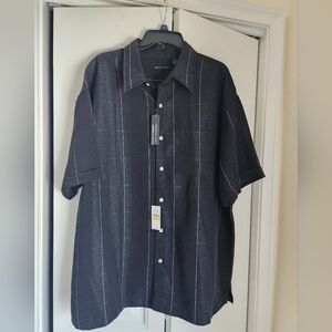 Van Heusen Studio Men's Black/White  Short Sleeve Button Down Shirt Sz XXL NEW